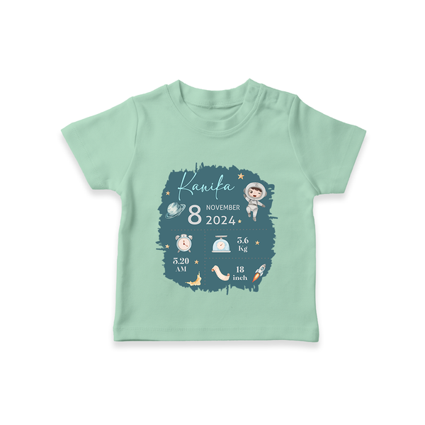 Custom Birth Stats T-shirt | Personalized T-shirt for Baby's Birthday - MINT GREEN - 0-5 Months Old (Chest 17")