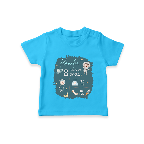 Custom Birth Stats T-shirt | Personalized T-shirt for Baby's Birthday - SKY BLUE - 0-5 Months Old (Chest 17")
