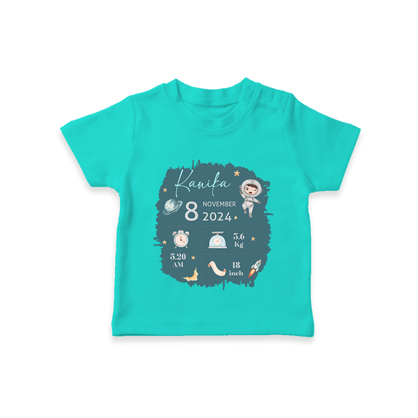 Custom Birth Stats T-shirt | Personalized T-shirt for Baby's Birthday - TEAL - 0-5 Months Old (Chest 17")