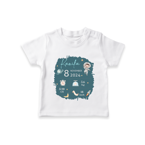 Custom Birth Stats T-shirt | Personalized T-shirt for Baby's Birthday - WHITE - 0-5 Months Old (Chest 17")