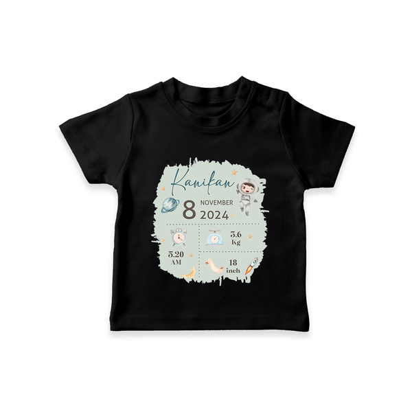 Custom Birth Stats T-shirt | Personalized T-shirt for Baby's Birthday - BLACK - 0-5 Months Old (Chest 17")