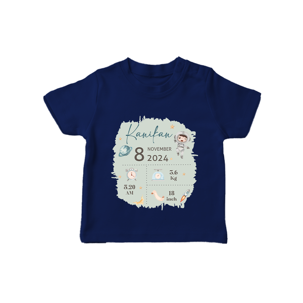 Custom Birth Stats T-shirt | Personalized T-shirt for Baby's Birthday - NAVY BLUE - 0-5 Months Old (Chest 17")
