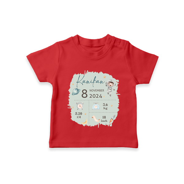 Custom Birth Stats T-shirt | Personalized T-shirt for Baby's Birthday - RED - 0-5 Months Old (Chest 17")