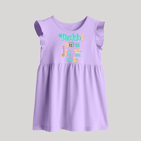 Baby Birthday Stat Keepsake Baby Frock | Personalized Baby Baby Frock with Birth Info - LILAC - 0 - 3 Months Old (Chest 17")
