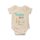 "Born To Be Loved - Customized Romper With Baby Name, Weight, And Birth Details" - IVORY - 0 - 3 Months Old (Chest 16")