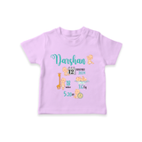 "Born To Be Loved - Customized T-shirt With Baby Name, Weight, And Birth Details" - LILAC - 0-5 Months Old (Chest 17")