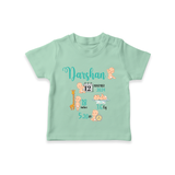 "Born To Be Loved - Customized T-shirt With Baby Name, Weight, And Birth Details" - MINT GREEN - 0-5 Months Old (Chest 17")