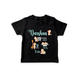 "Born To Be Loved - Customized T-shirt With Baby Name, Weight, And Birth Details" - BLACK - 0-5 Months Old (Chest 17")