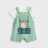 First Birthday Stats Dungaree Set | Custom Dungaree Set with Baby's Birth Date and Time - MINT GREEN - 0 - 5 Months Old (Chest 18")