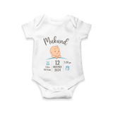 "Sweet Arrival - Customized Romper With Baby Name, Weight, And Birth Details" - WHITE - 0 - 3 Months Old (Chest 16")