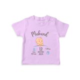 "Sweet Arrival - Customized T-shirt With Baby Name, Weight, And Birth Details" - LILAC - 0-5 Months Old (Chest 17")