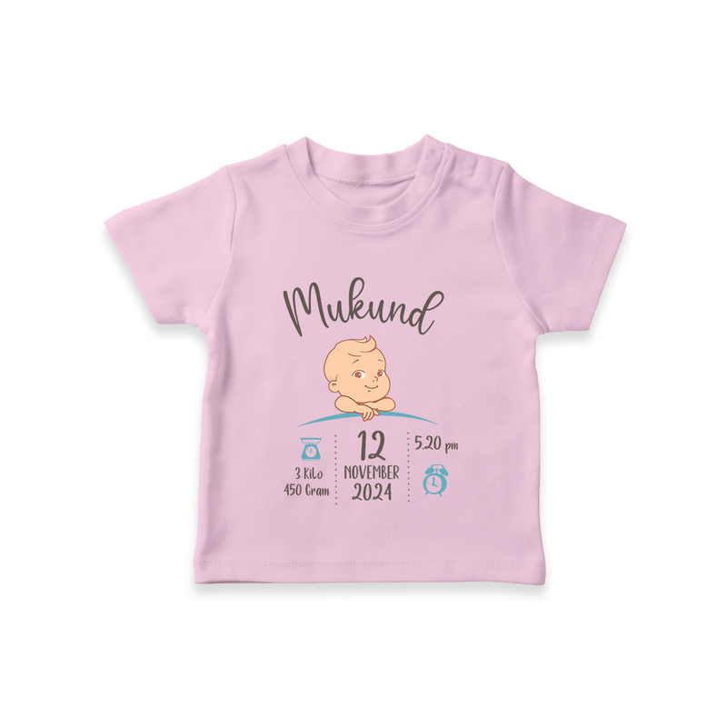 "Sweet Arrival - Customized T-shirt With Baby Name, Weight, And Birth Details" - PINK - 0-5 Months Old (Chest 17")