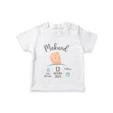 "Sweet Arrival - Customized T-shirt With Baby Name, Weight, And Birth Details" - WHITE - 0-5 Months Old (Chest 17")