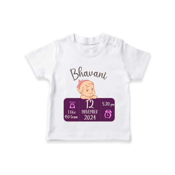 Celebrating Birth Stats T-shirt | Personalized T-shirt for Baby's Milestone Moment - WHITE - 0-5 Months Old (Chest 17")