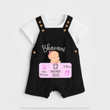 Celebrating Birth Stats Dungaree Set | Personalized Dungaree Set for Baby's Milestone Moment - BLACK - 0 - 5 Months Old (Chest 18")