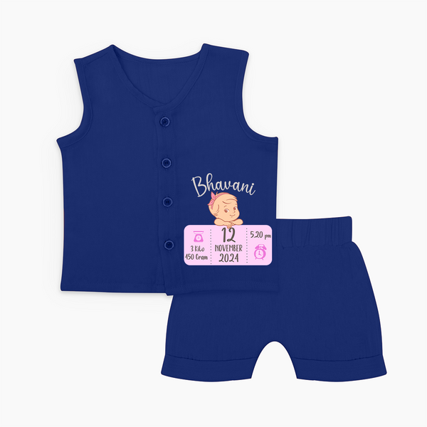 Celebrating Birth Stats Jabla Set | Personalized Jabla Set for Baby's Milestone Moment - NAVY BLUE - 0 - 3 Months Old (Chest 9.8")