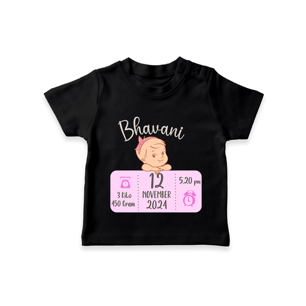 Celebrating Birth Stats T-shirt | Personalized T-shirt for Baby's Milestone Moment - BLACK - 0-5 Months Old (Chest 17")