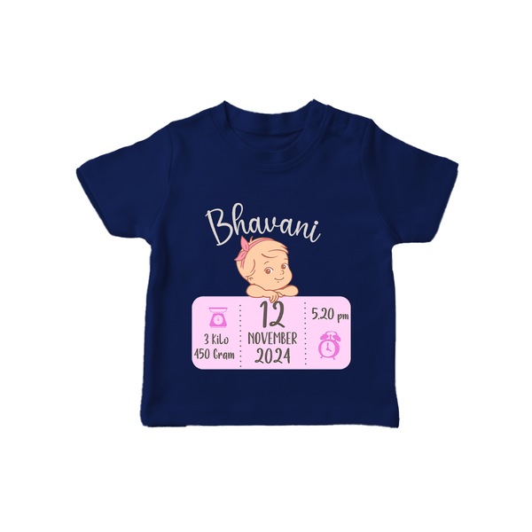 Celebrating Birth Stats T-shirt | Personalized T-shirt for Baby's Milestone Moment - NAVY BLUE - 0-5 Months Old (Chest 17")
