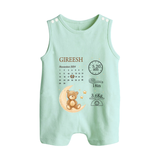 Newborn Romper Suit/ Sleeveless Romper with Personalized Birth Stats | Lightweight & Sentimental - MINT GREEN - 0 - 5 Months Old (Chest 18")