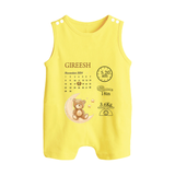 Newborn Romper Suit/ Sleeveless Romper with Personalized Birth Stats | Lightweight & Sentimental - PASTEL YELLOW - 0 - 5 Months Old (Chest 18")