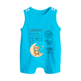 Newborn Romper Suit/ Sleeveless Romper with Personalized Birth Stats | Lightweight & Sentimental - SKY BLUE - 0 - 5 Months Old (Chest 18")
