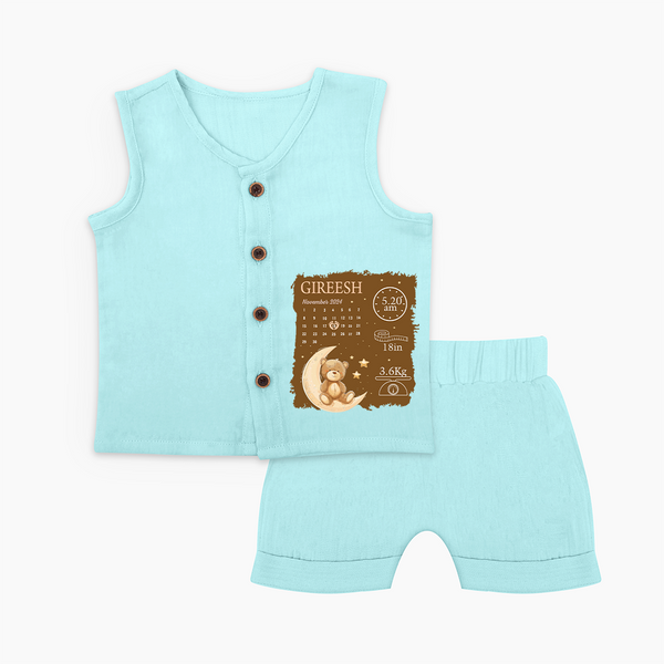My Birth Stats Jabla Set | Custom Jabla Set with Baby's Birth Info - BABY BLUE - 0 - 3 Months Old (Chest 9.8")