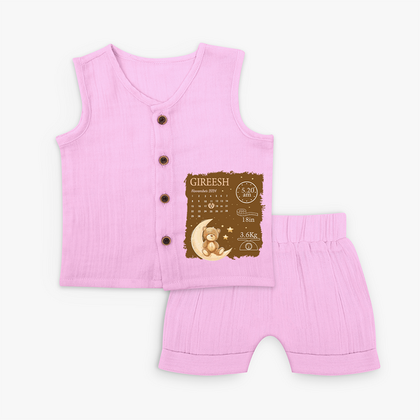 My Birth Stats Jabla Set | Custom Jabla Set with Baby's Birth Info - BABY PINK - 0 - 3 Months Old (Chest 9.8")
