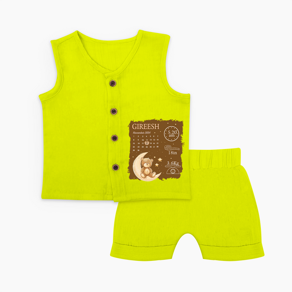 My Birth Stats Jabla Set | Custom Jabla Set with Baby's Birth Info - LIME GREEN - 0 - 3 Months Old (Chest 9.8")