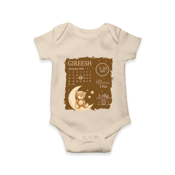 My Birth Stats Romper | Custom Romper with Baby's Birth Info - IVORY - New Born (Chest 14")