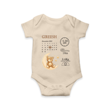 "Tiny Beginnings - Customized Romper With Baby Name, Weight, And Birth Details" - IVORY - 0 - 3 Months Old (Chest 16")