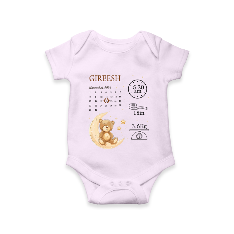 "Tiny Beginnings - Customized Romper With Baby Name, Weight, And Birth Details" - LILAC - 0 - 3 Months Old (Chest 16")