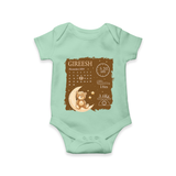 My Birth Stats Romper | Custom Romper with Baby's Birth Info - MINT GREEN - New Born (Chest 14")