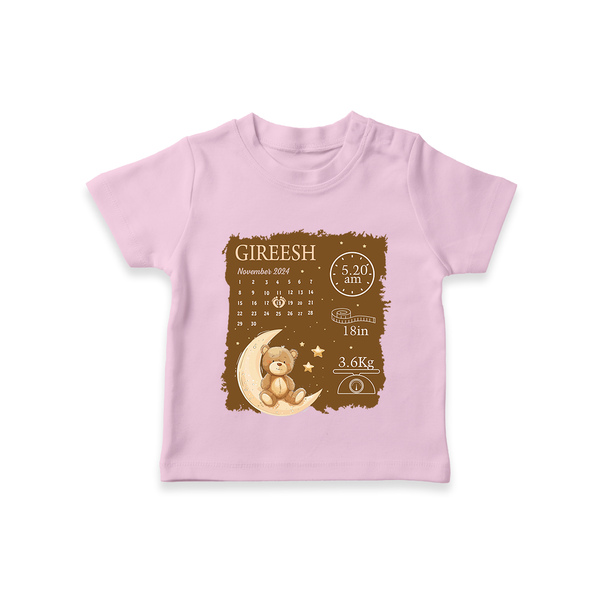 My Birth Stats T-shirt | Custom T-shirt with Baby's Birth Info - BABY PINK - 0-5 Months Old (Chest 17")