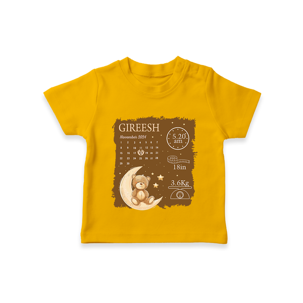 My Birth Stats T-shirt | Custom T-shirt with Baby's Birth Info - CHROME YELLOW - 0-5 Months Old (Chest 17")