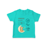 "Tiny Beginnings - Customized T-shirt With Baby Name, Weight, And Birth Details" - TEAL - 0-5 Months Old (Chest 17")