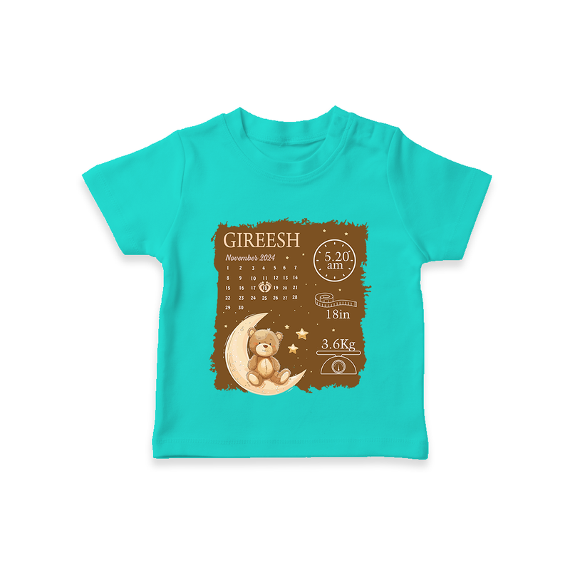 My Birth Stats T-shirt | Custom T-shirt with Baby's Birth Info - TEAL - 0-5 Months Old (Chest 17")