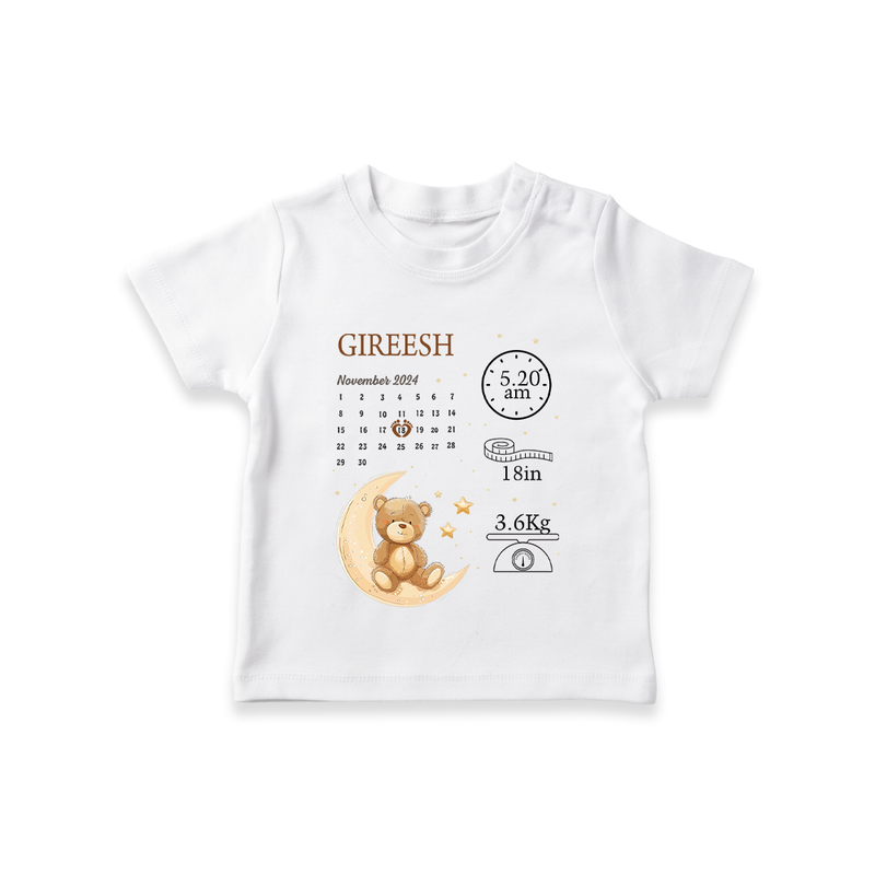 "Tiny Beginnings - Customized T-shirt With Baby Name, Weight, And Birth Details" - WHITE - 0-5 Months Old (Chest 17")