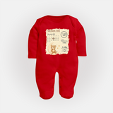 My Birth Stats Sleep Suit/Full sleeve body suit | Custom Sleep Suit/Full sleeve body suit with Baby's Birth Info - RED - New Born (Chest 7.5")