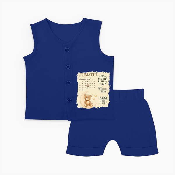 My Birth Stats Jabla Set | Custom Jabla Set with Baby's Birth Info - NAVY BLUE - 0 - 3 Months Old (Chest 9.8")
