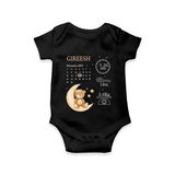 "Tiny Beginnings - Customized Romper With Baby Name, Weight, And Birth Details" - BLACK - 0 - 3 Months Old (Chest 16")