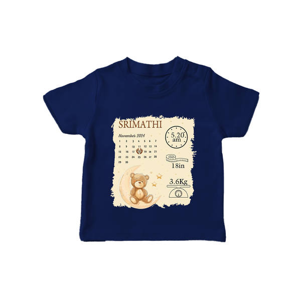 My Birth Stats T-shirt | Custom T-shirt with Baby's Birth Info - NAVY BLUE - 0-5 Months Old (Chest 17")