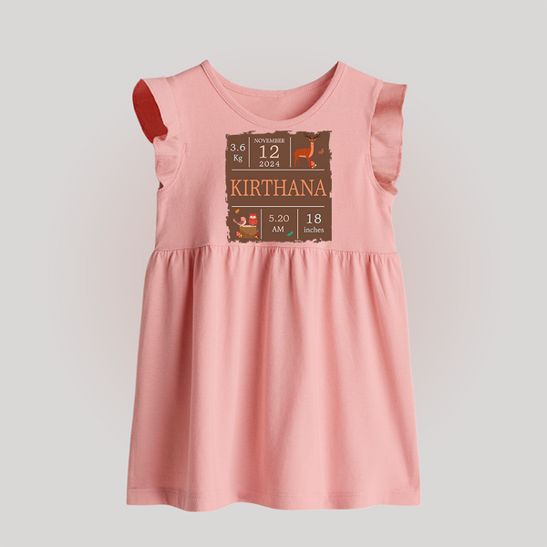 Birth Stats Custom Baby Frock | Personalized Baby Baby Frock with Birth Details - BABY PINK - 0 - 3 Months Old (Chest 17")
