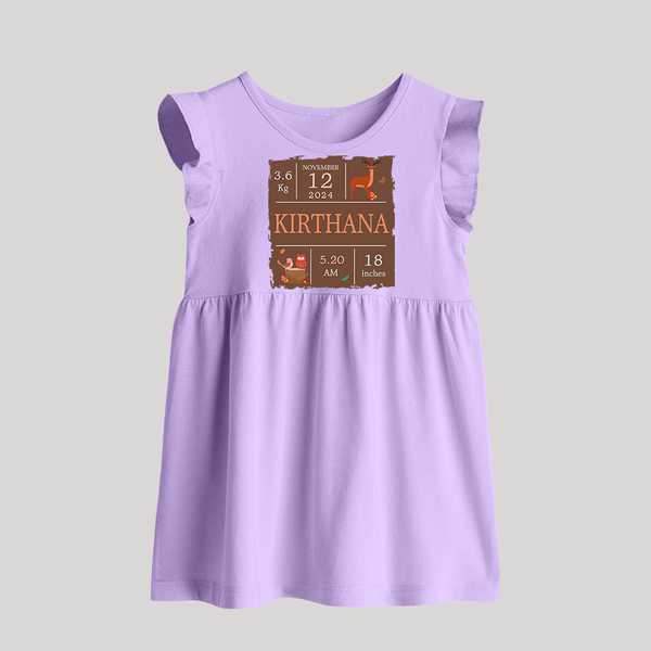 Birth Stats Custom Baby Frock | Personalized Baby Baby Frock with Birth Details - LILAC - 0 - 3 Months Old (Chest 17")