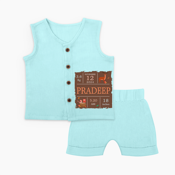 Birth Stats Custom Jabla Set | Personalized Baby Jabla Set with Birth Details - BABY BLUE - 0 - 3 Months Old (Chest 9.8")