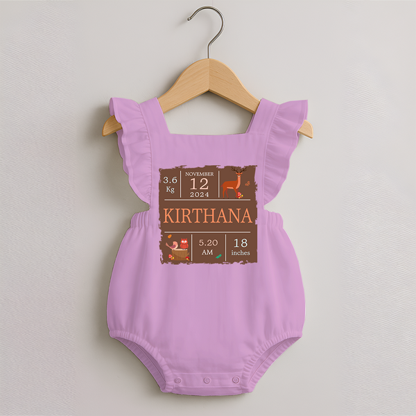Birth Stats Custom Romper Frock | Personalized Baby Romper Frock with Birth Details - BABY PINK - 0 - 3 Months Old (Chest 19")