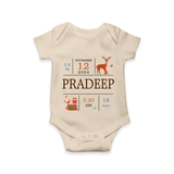 "Welcome Baby - Customized Romper With Baby Name, Weight, And Birth Details" - IVORY - 0 - 3 Months Old (Chest 16")