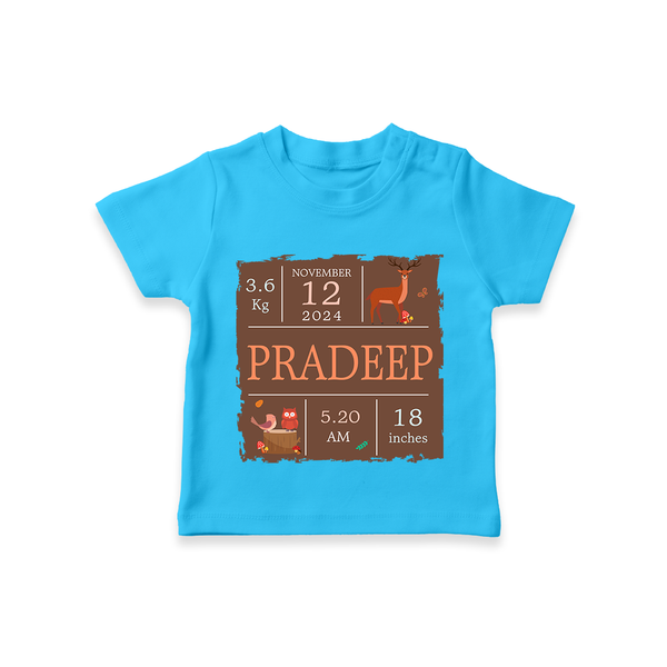 Birth Stats Custom T-shirt | Personalized Baby T-shirt with Birth Details - SKY BLUE - 0-5 Months Old (Chest 17")