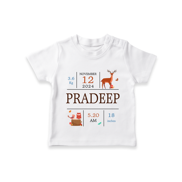 "Welcome Baby - Customized T-shirt With Baby Name, Weight, And Birth Details" - WHITE - 0-5 Months Old (Chest 17")