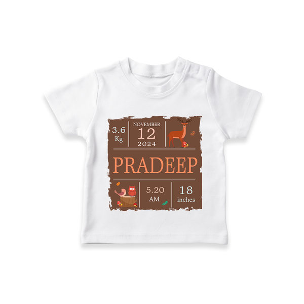 Birth Stats Custom T-shirt | Personalized Baby T-shirt with Birth Details - WHITE - 0-5 Months Old (Chest 17")