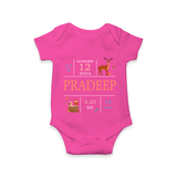 "Welcome Baby - Customized Romper With Baby Name, Weight, And Birth Details" - HOT PINK - 0 - 3 Months Old (Chest 16")